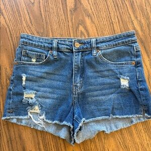 BP. Blue Distressed Denim Shorts
